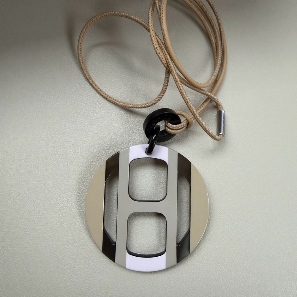 Silver and Tan Pendant Necklace